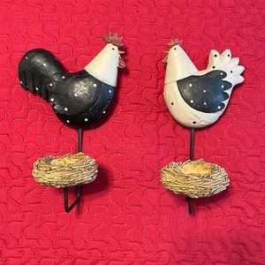 Two Tea Light Rooster and Chicken Wall Sconce.